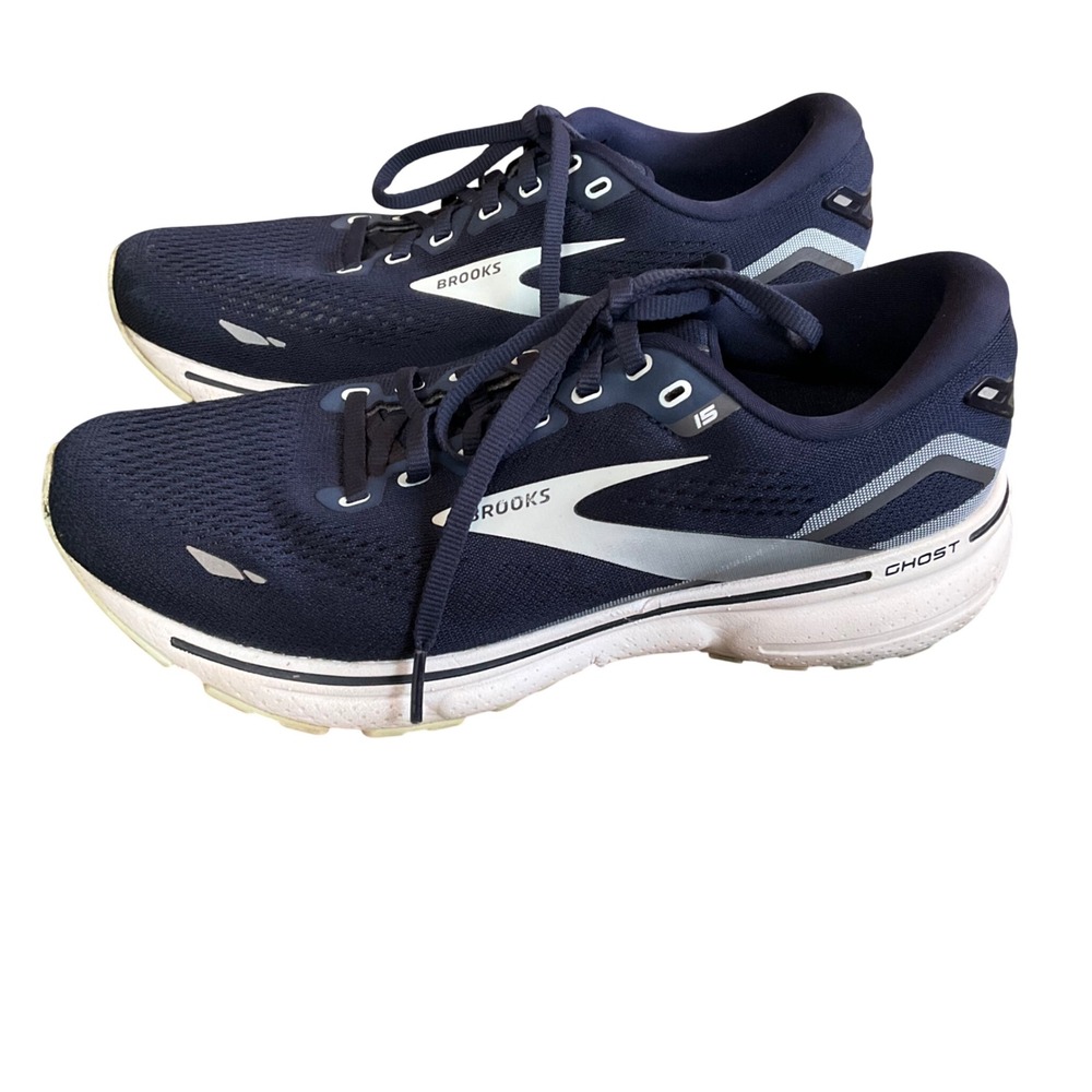 Brooks Ghost 15 Running Shoes Womens 9 Navy Blue Neutral Cushioned Sneaker